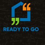 The R2G log with books behind it and math calculations on a chalk board.